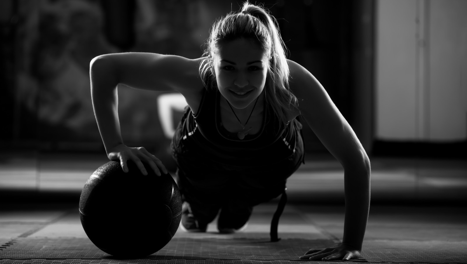 锻炼, 运动量来找到, 阴影, 女人, 球训练