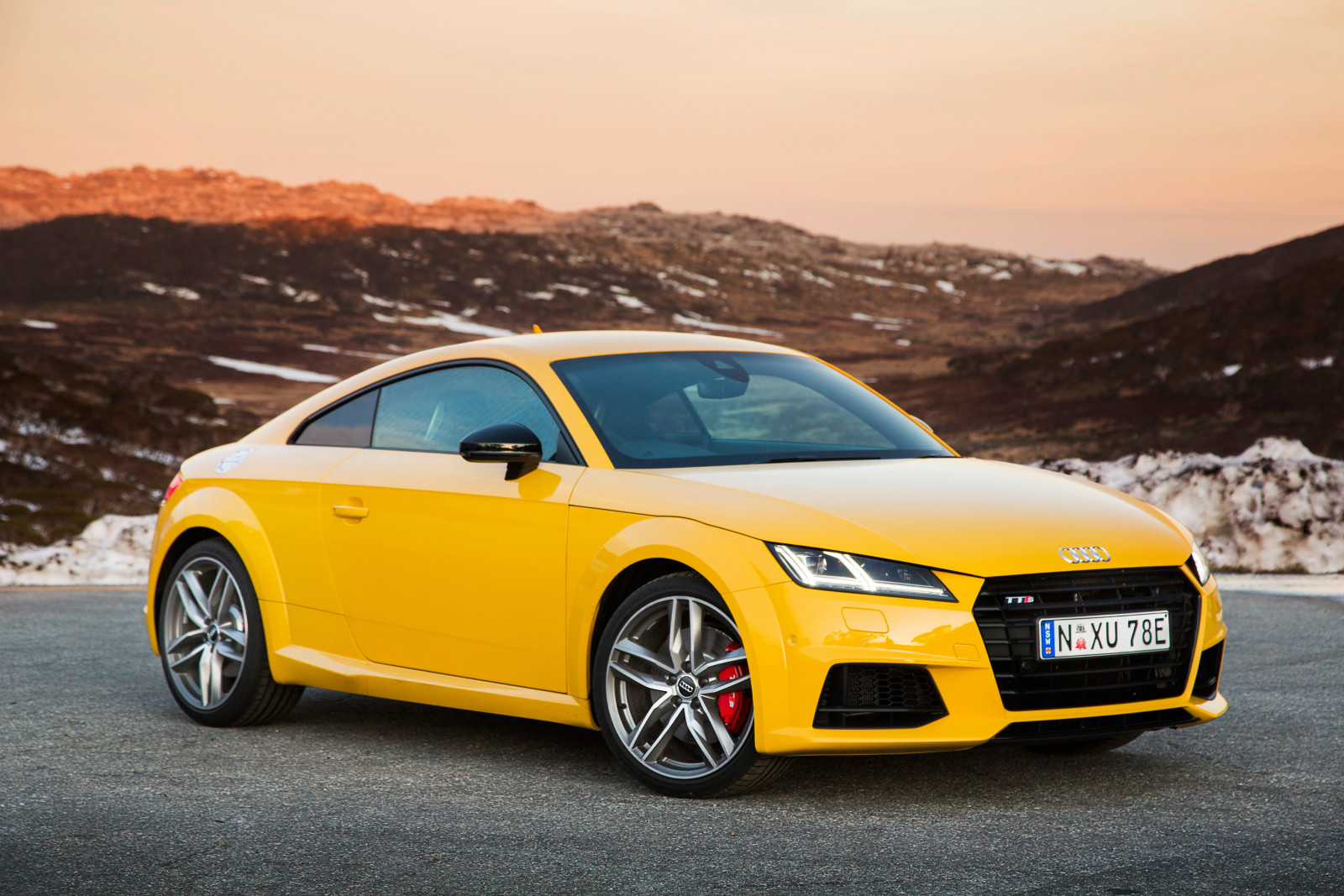 kuning, coupe, Audi, TTS