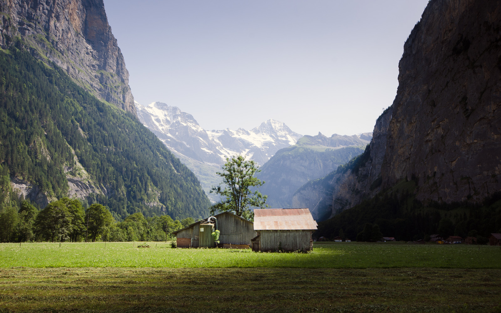 自然, 瑞士, 山脉, 小屋, 劳特布龙嫩