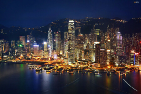 中国, ホーム, 香港, ライト, 夜, 夜