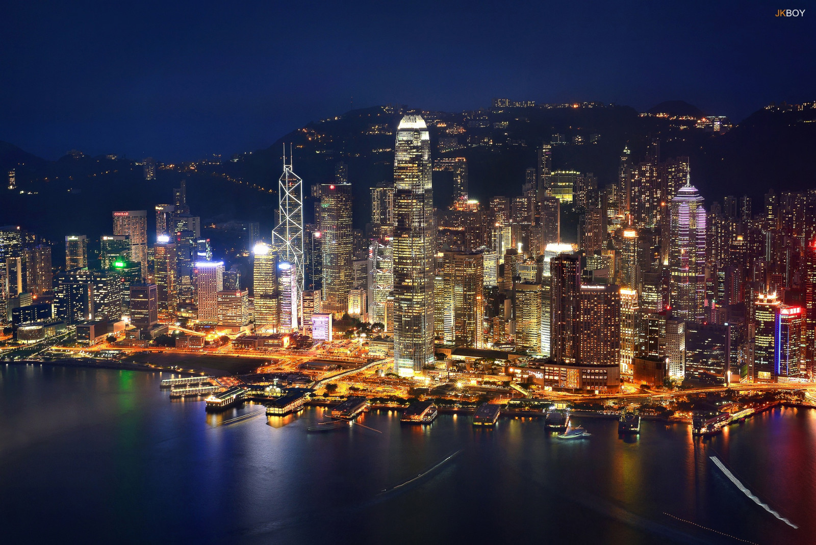 malam, lampu, malam, rumah, Cina, Hongkong
