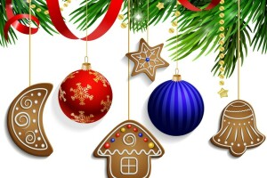 불알, 크리스마스, 쿠키, 장식, 명랑한, 새해, 눈, 크리스마스