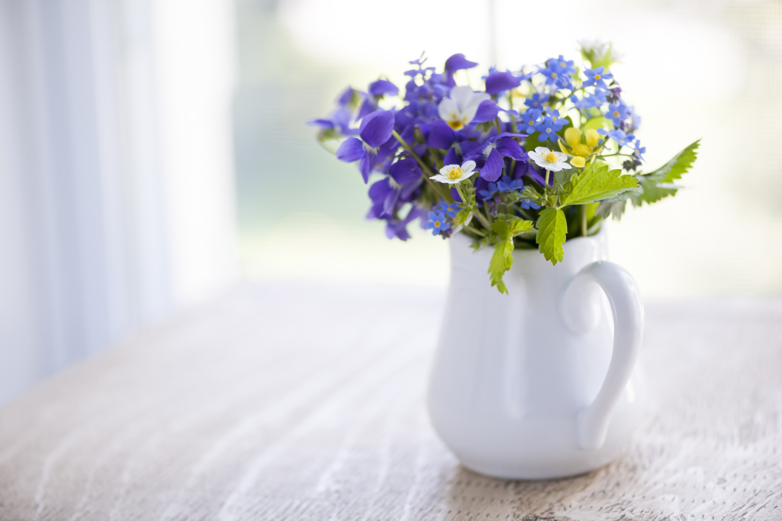 musim panas, meja, bunga-bunga, vas