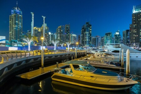 Dubai, đêm, bức tranh toàn cảnh, thành phố