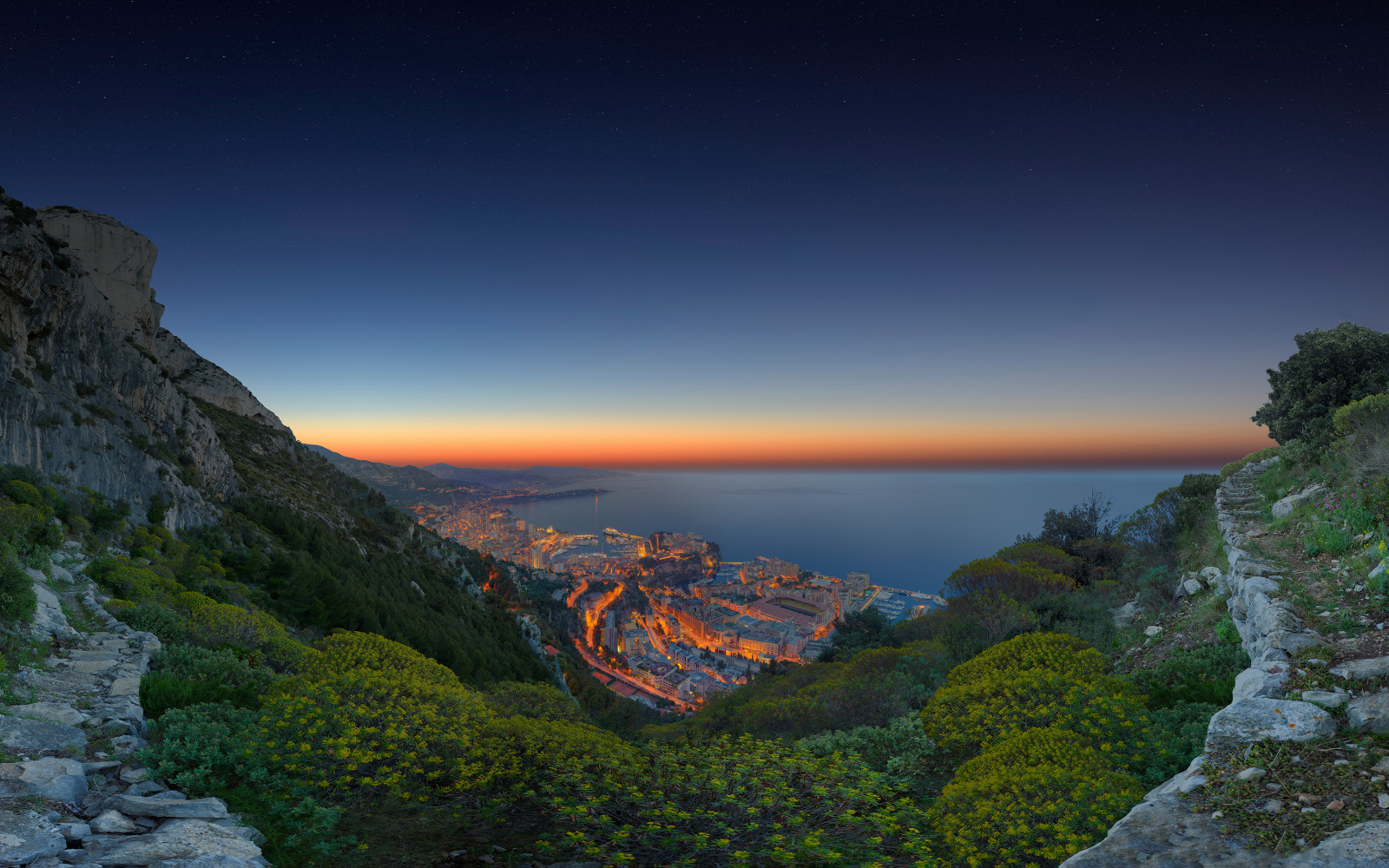 Laut, panorama, pantai, Monako