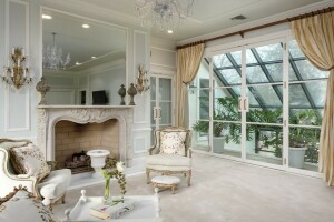 椅子, 设计, 壁炉, 温室, 客厅, 白色, 窗口