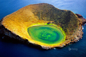 miệng núi lửa, Ecuador, Đảo Santiago, biển, Quần đảo Galapagos, núi lửa