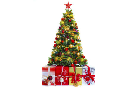 불알, 상자, 크리스마스, 장식, 화환, 선물, 휴일, 전구