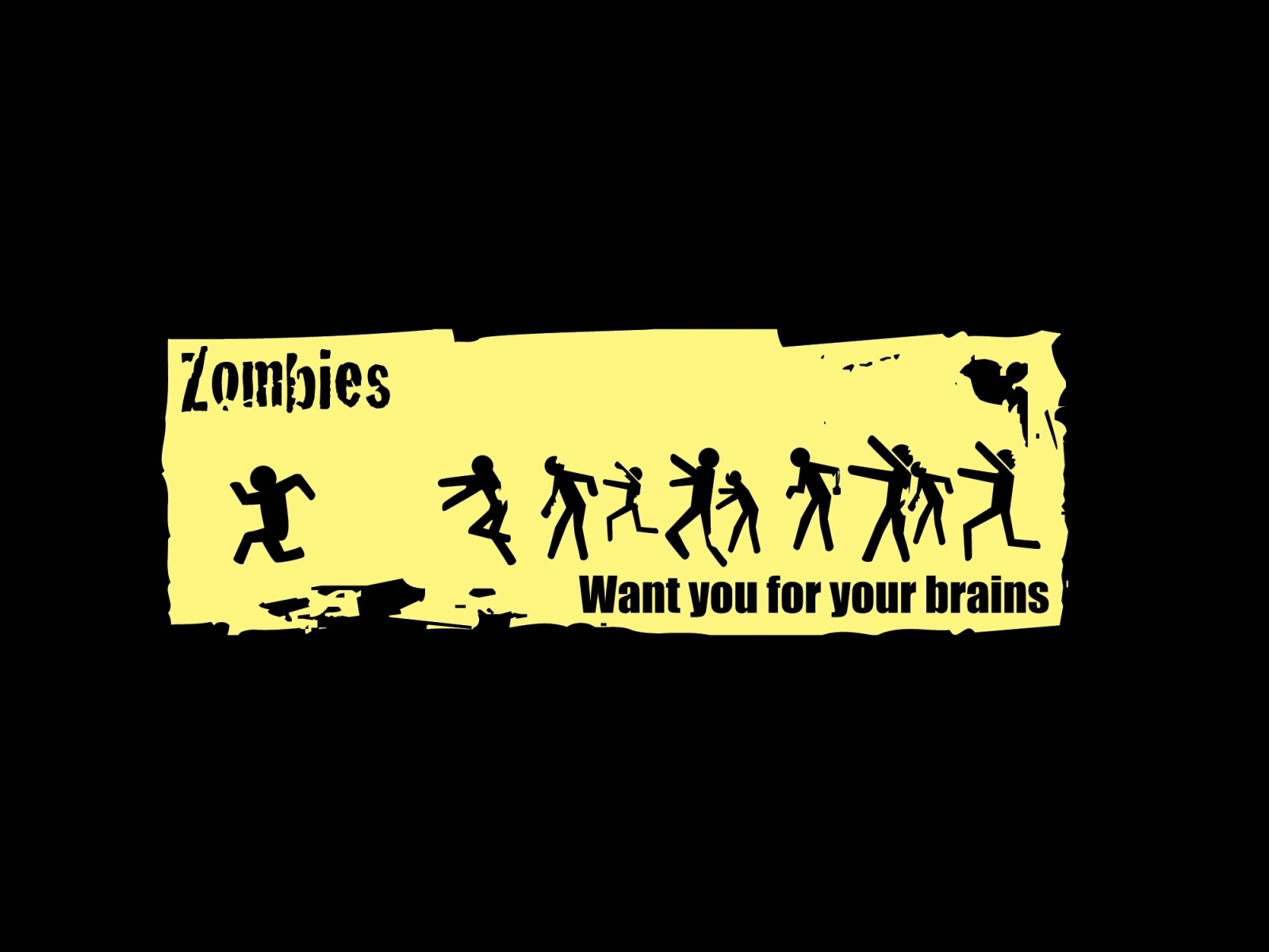hitam, kuning, zombie, Tanda, bahaya