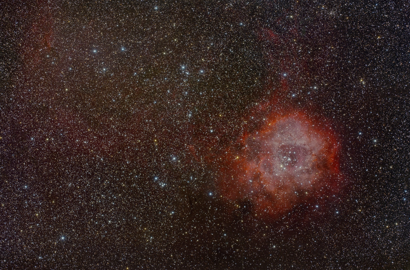 ช่องว่าง, กลุ่มก๊าซ, ลายรูปดอกกุหลาบ, ตัวยูนิคอน, ในกลุ่มดาว, ทางออก, NGC 2237
