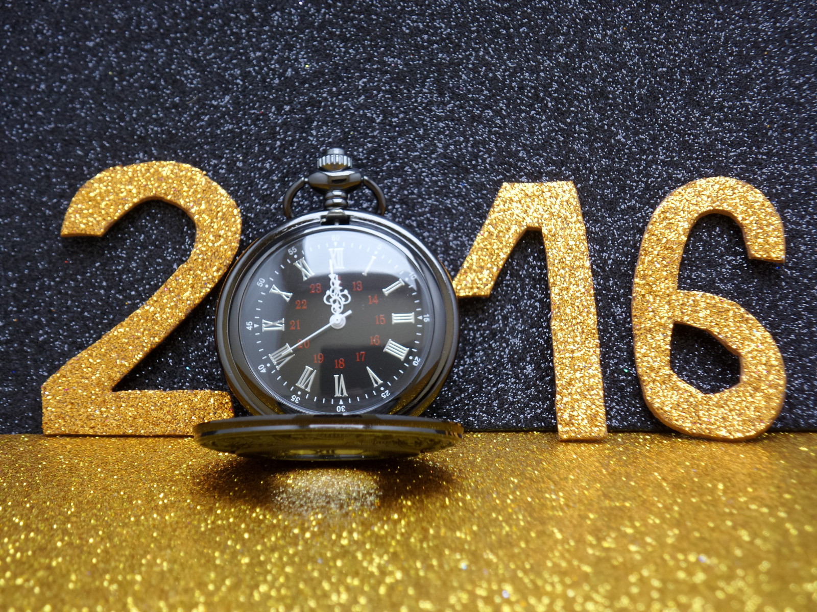 新年, 快乐, 看, 金色的, 图, 2016年, 闪光