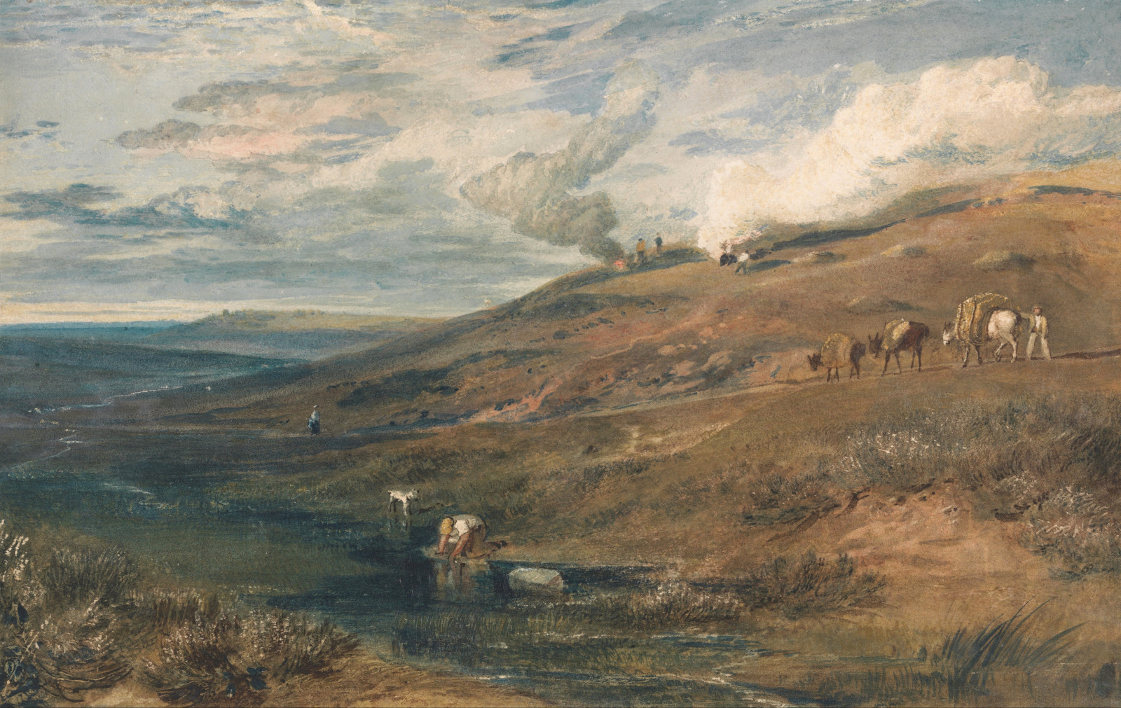 sungai, pemandangan, gambar, bukit, aliran, William Turner