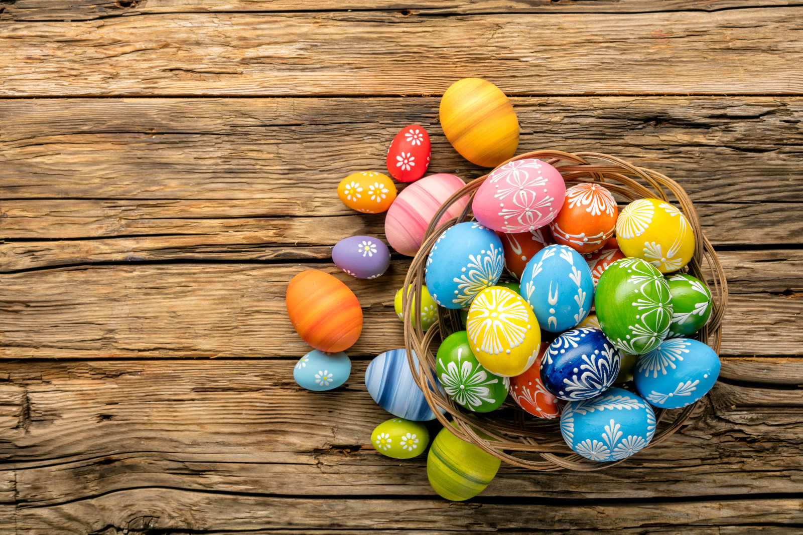 kayu, liburan, telur, senang, musim semi, penuh warna, Paskah