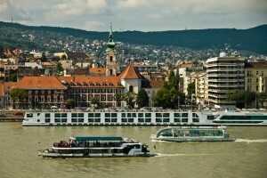 布达佩斯, 建造, 多瑙河, 匈牙利, 全景图, 长廊, 河, 船