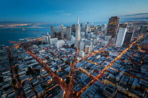 CA, 캘리포니아, 신장, 대도시, 파노라마, 샌프란시스코, 고층 빌딩, 미국