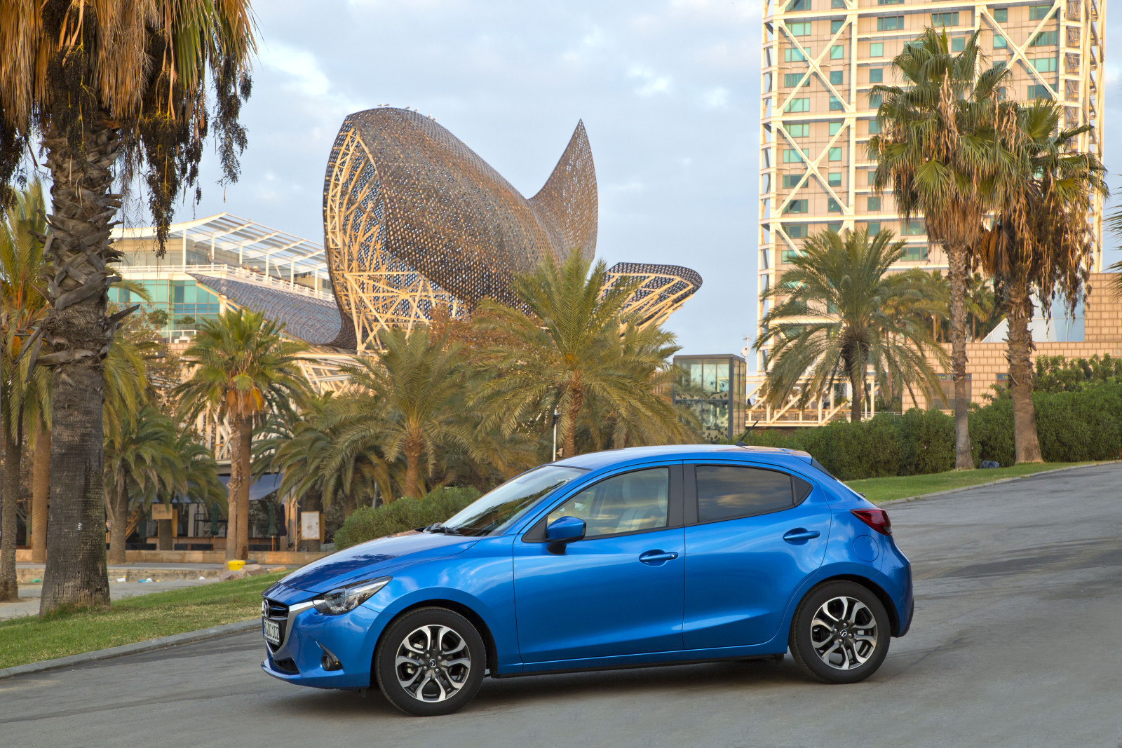 biru, mobil, foto, sisi, Mazda, 2014, Metalik, Mazda 2