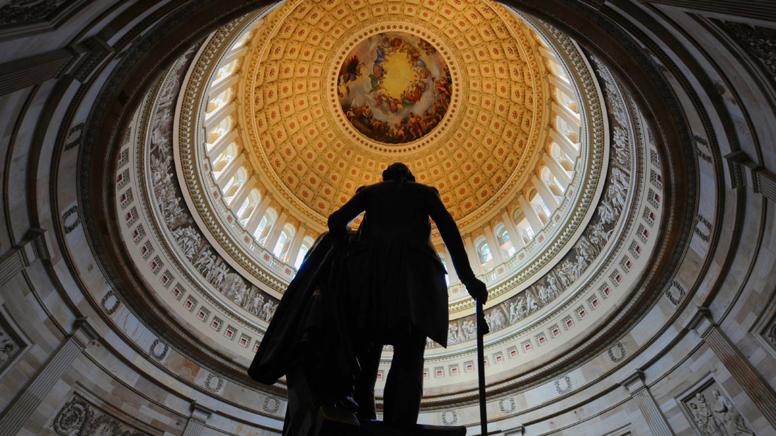 美国, 直流电, 华盛顿州, 雕像, 国会大厦, 乔治华盛顿, 圆形大厅