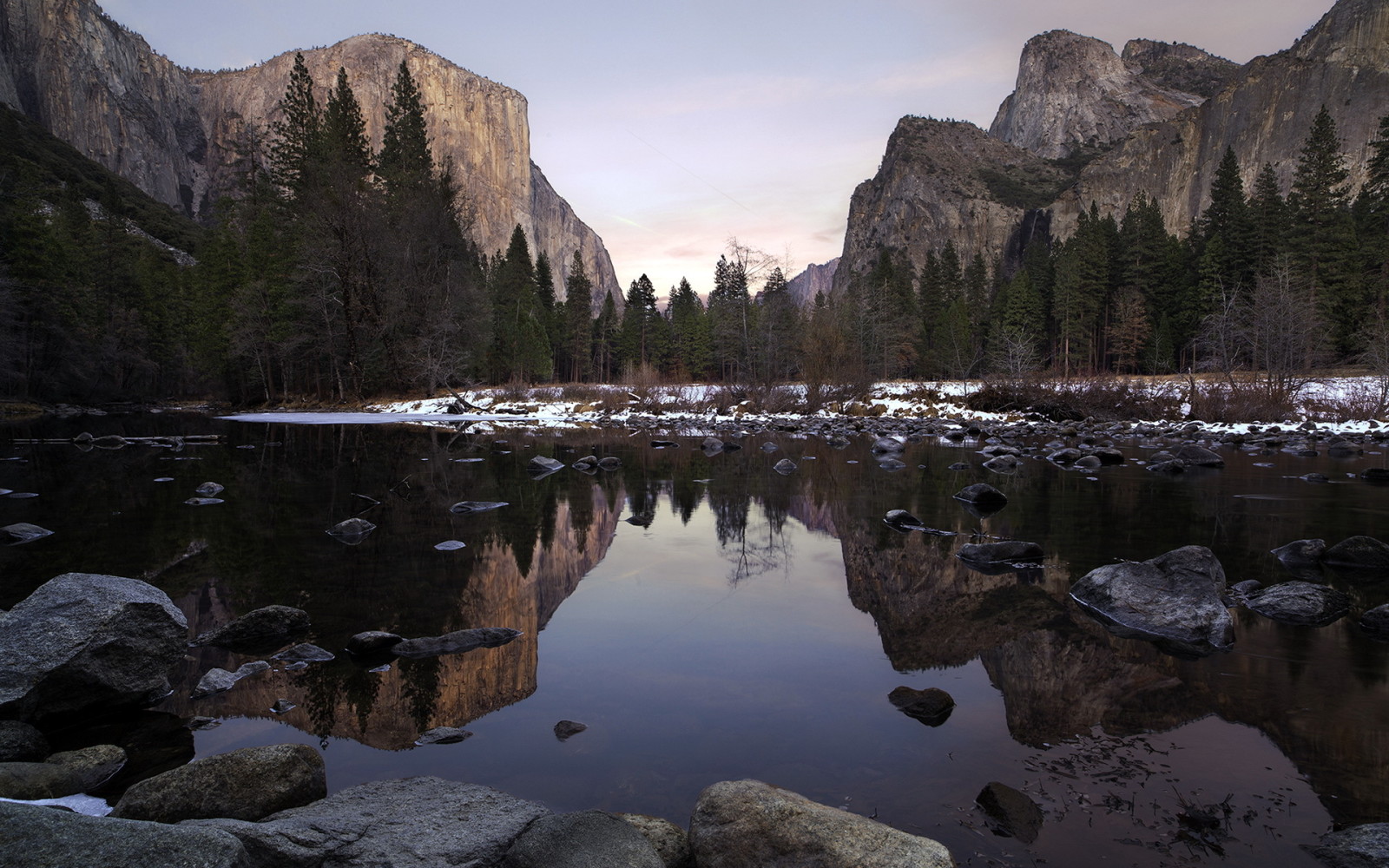 Hoàng hôn, núi, thung lũng, đá, Yosemite