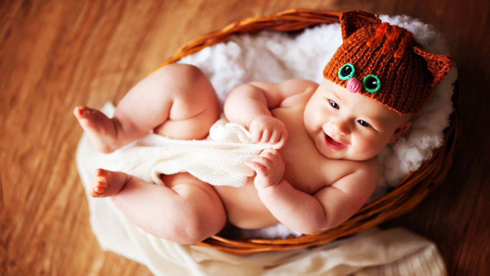 宝宝, 帽子, 眼睛, 微笑, 篮