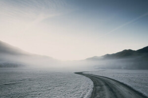 霧, 道路, 雪