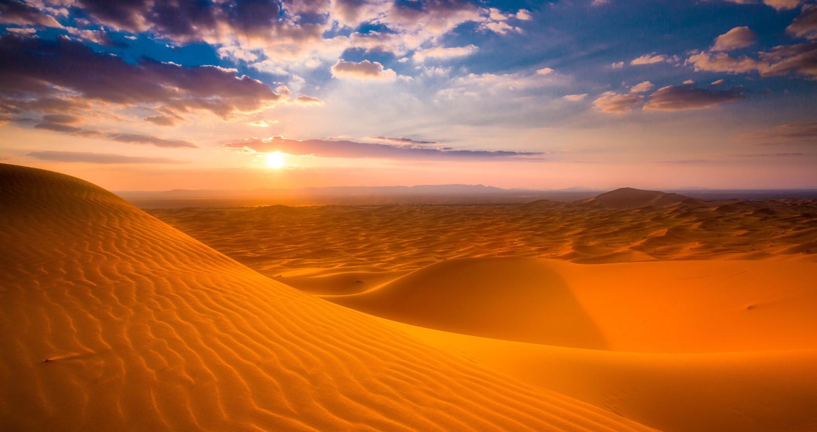 日没, 砂漠, 太陽, 砂, シュガー, モロッコ, バーカン