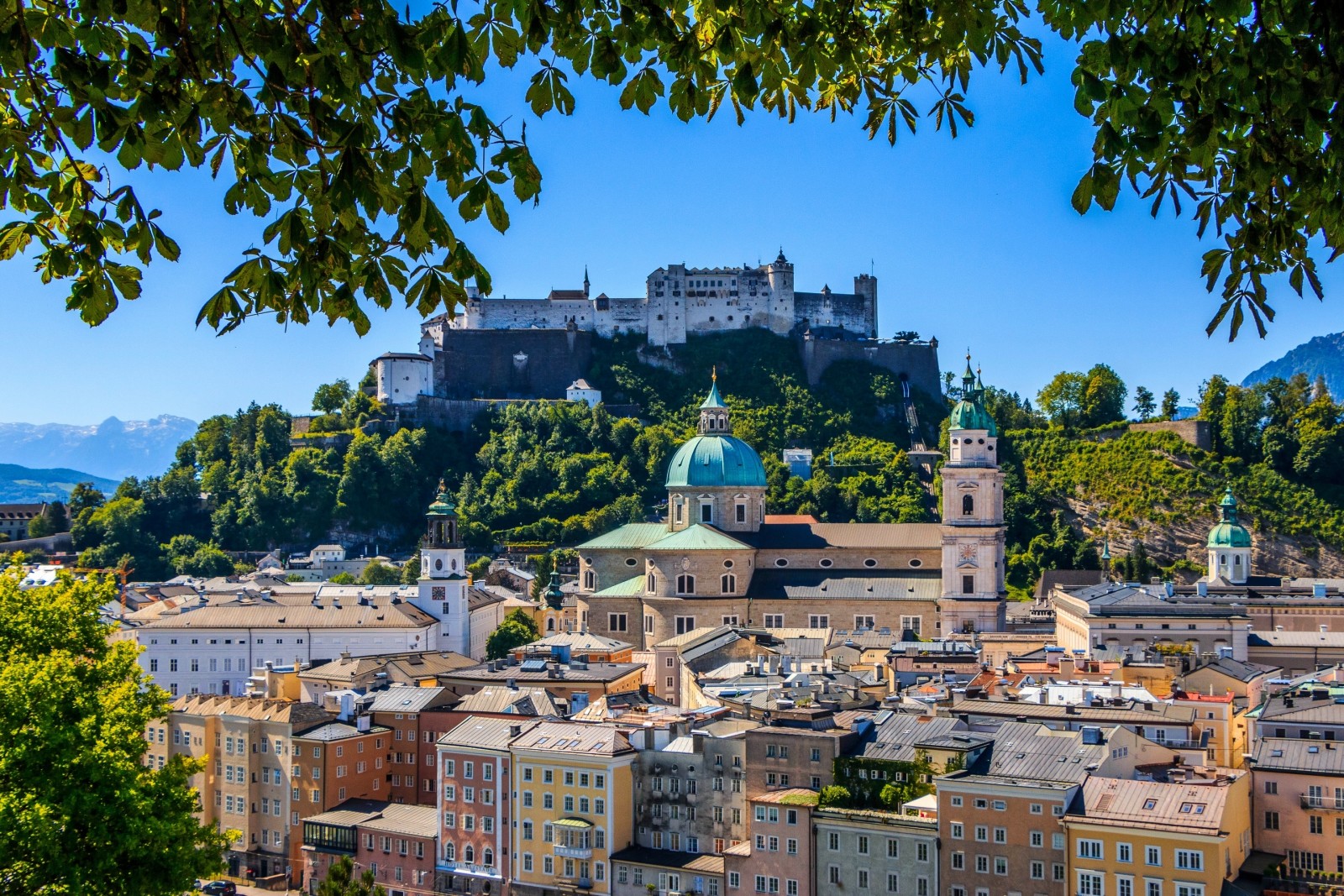 ranting, benteng, panorama, bangunan, Austria, Salzburg, Benteng Hohensalzburg, Katedral Salzburg