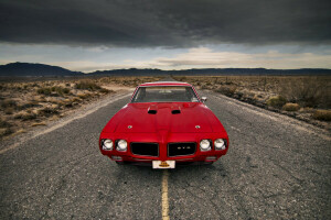 1970 GTO, 雲, フロント, GTO, 丘, ライト, ポンティアック, 道路