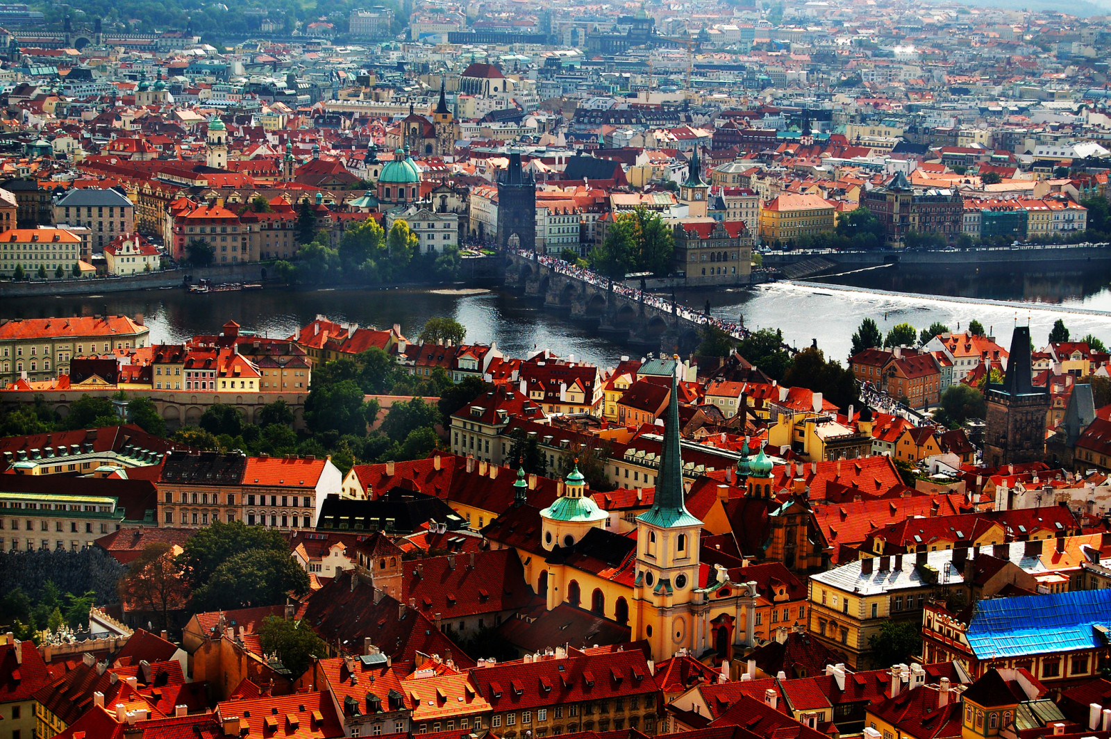 sungai, rumah, panorama, Praha, menara, Republik Ceko, Jembatan Charles