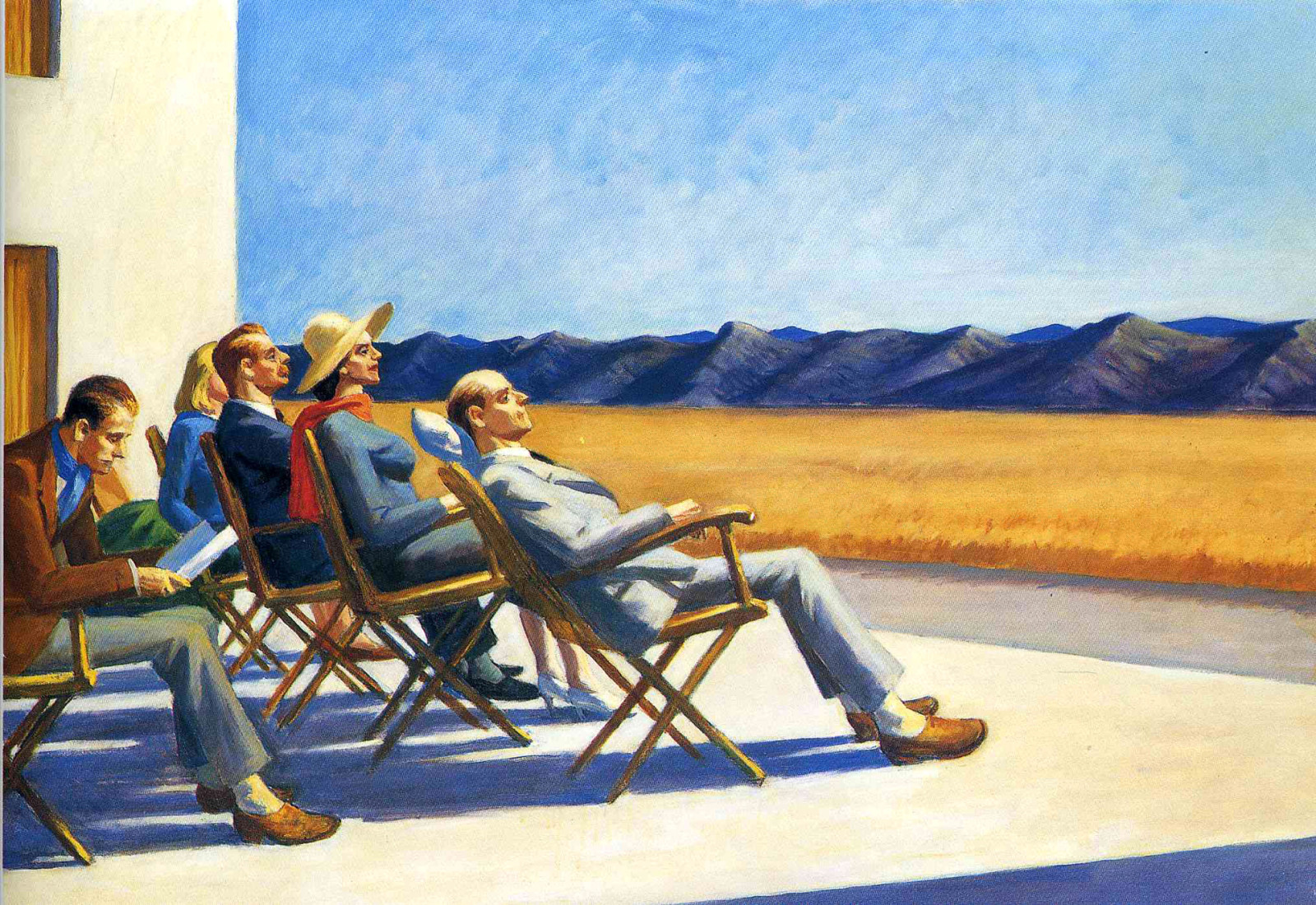 gambar, gunung, orang-orang, tinggal, aliran, Edward Hopper, People In The Sun