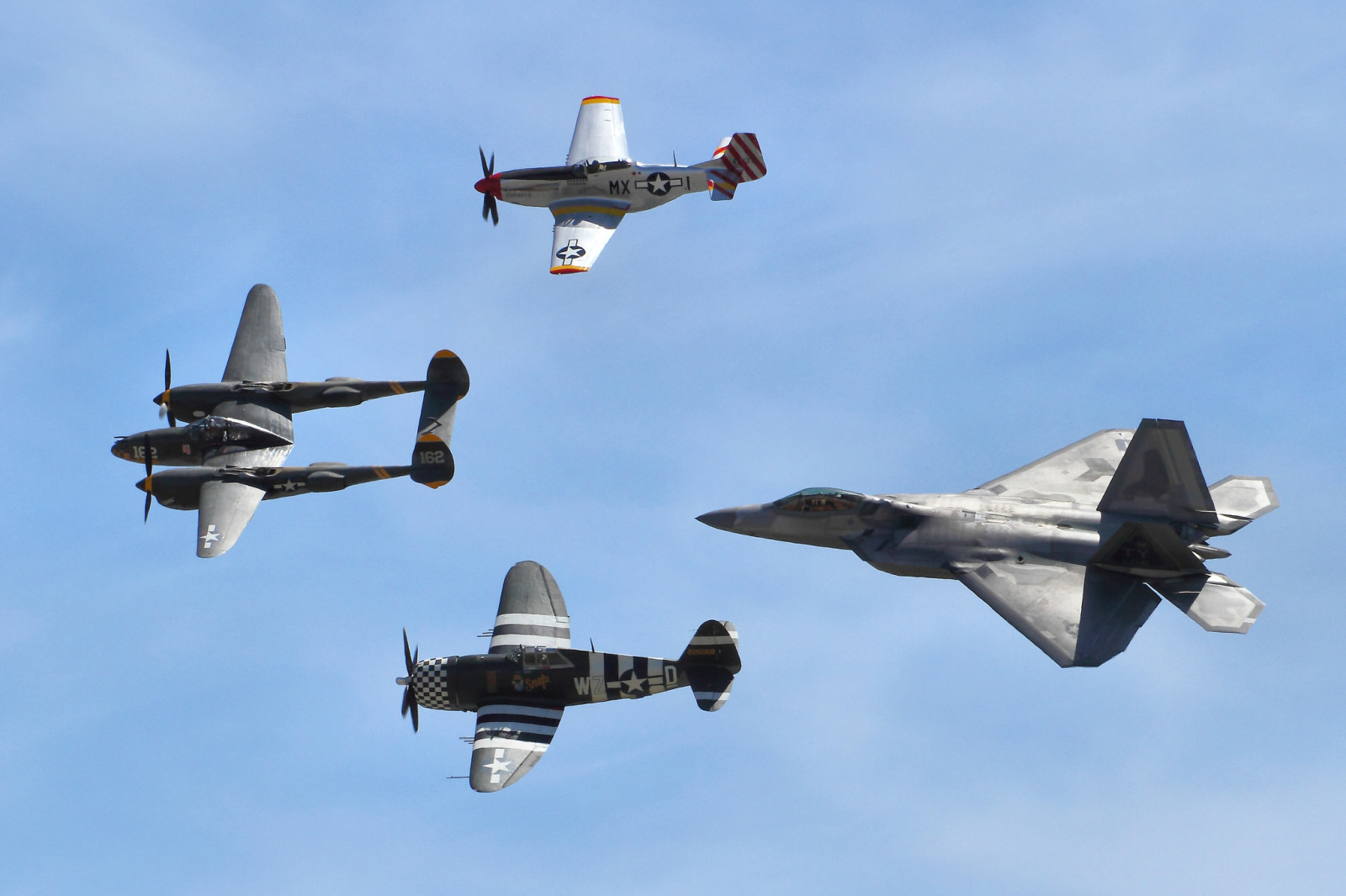 Mustang, penerbangan, P-51, petir, Petir, F-22 Raptor, P-38, P47