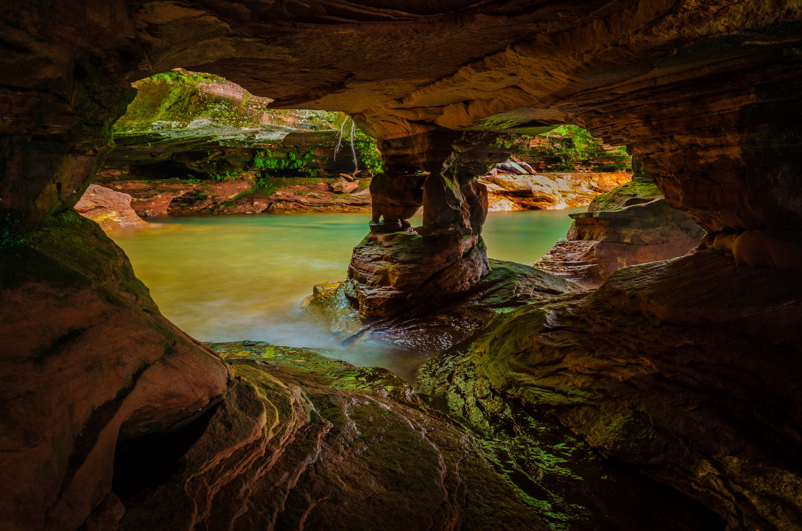 川, 水, 岩, 洞窟