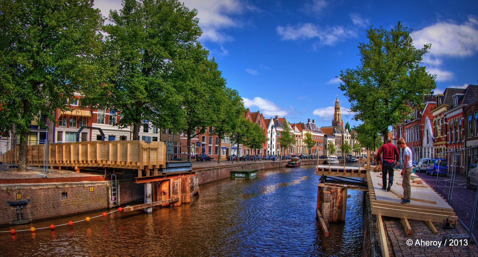 sungai, Jembatan, berjalan kaki, HDR, Belanda, konstruksi, Groningen