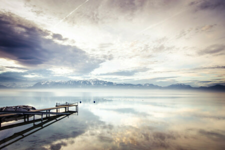 ジュネーブ湖, ローザンヌの近く, レマン湖の日の出, スイス