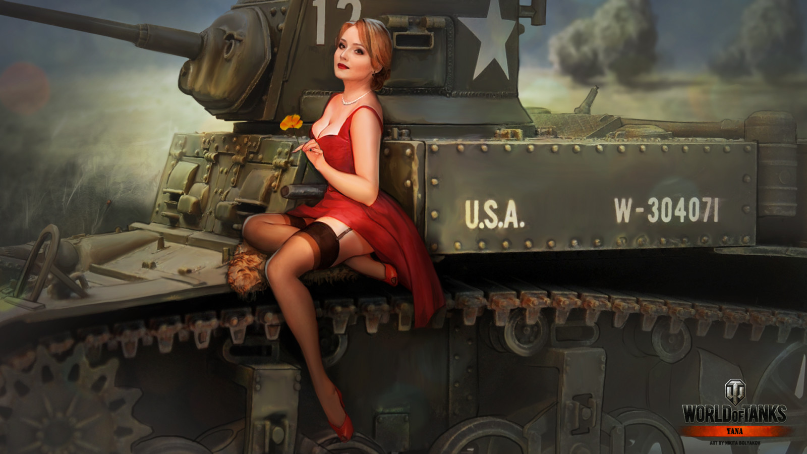 女孩, 丝袜, 战车, 坦克世界, 罐, T, 尼基塔·波利亚科夫（Nikita Bolyakov）, Wargaming.net