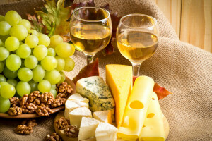 チーズ, 眼鏡, ぶどう, ナッツ, シート, ワイン