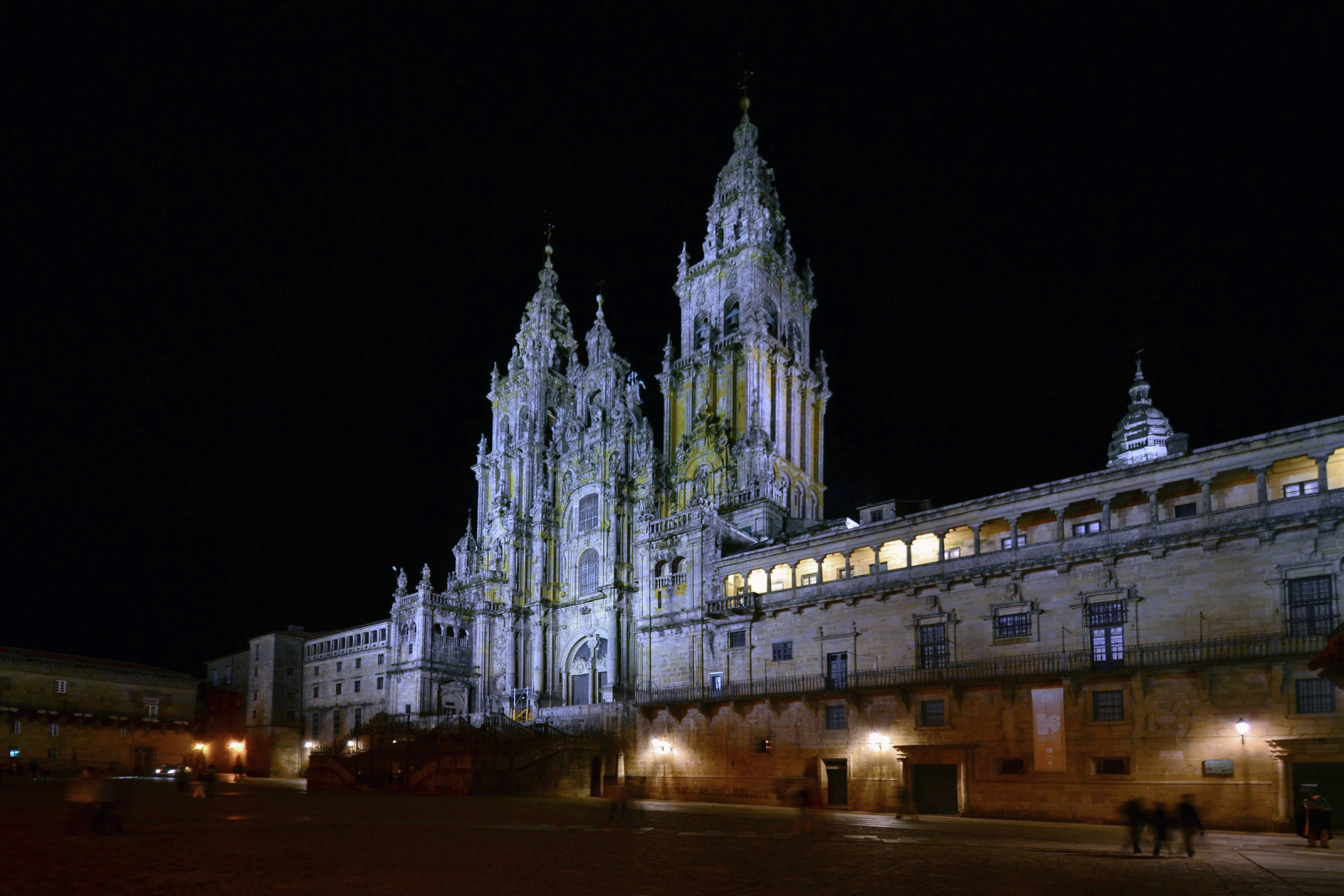 灯, 晚, 西班牙, 大教堂, 区域