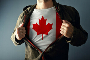 캐나다, 자세, 빨간, 셔츠, 하얀