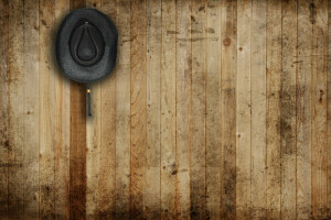 帽子, レザー, 壁, 木材