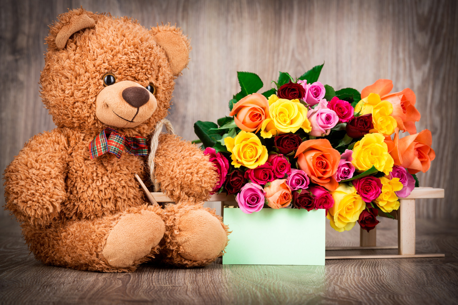 cinta, romantis, hari Valentine, hadiah, mawar, beruang, jantung, teddy