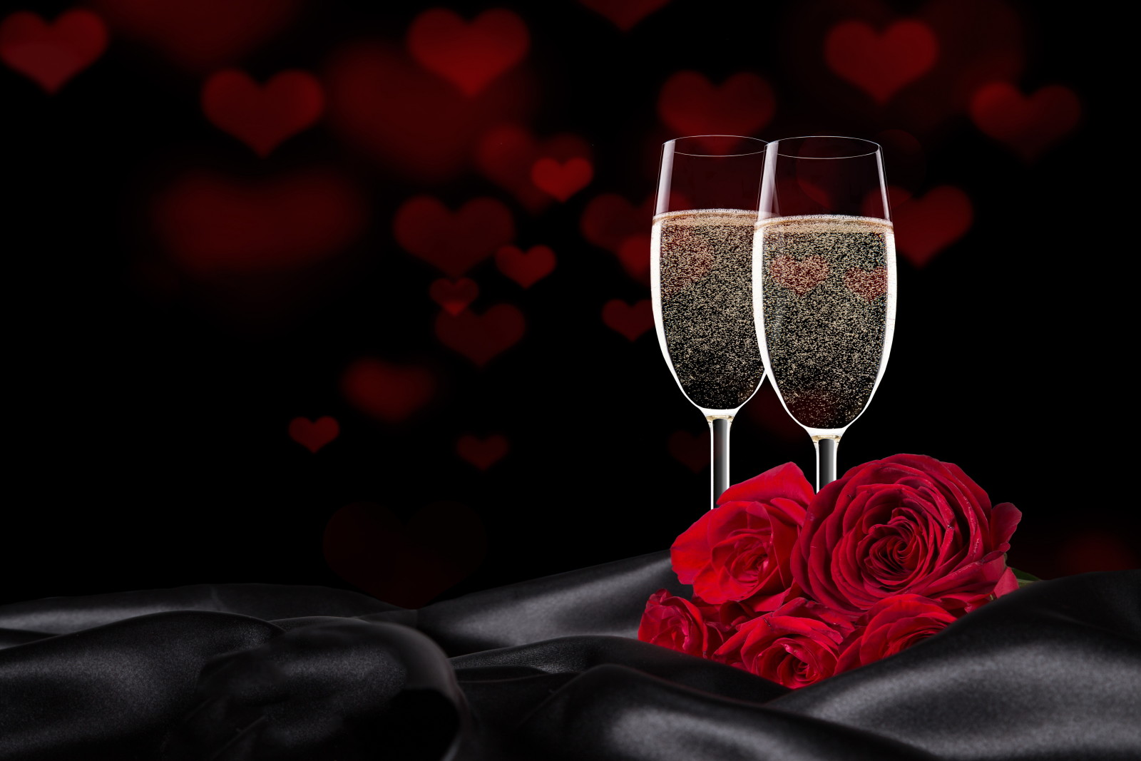 爱, 浪漫, 情人节, 礼品, 玫瑰花, 心, 葡萄酒, 眼镜