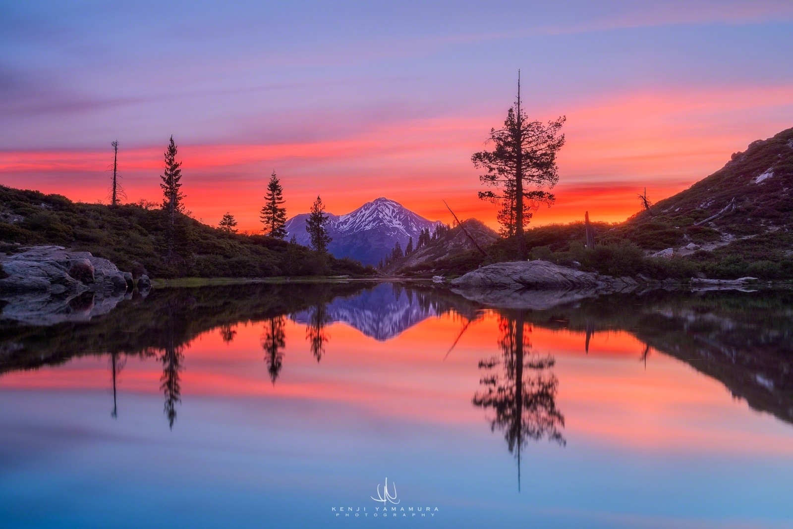 núi, bình minh, ao, nhiếp ảnh gia, California, Kenji Yamamura, Núi Shasta, Lâu đài hồ