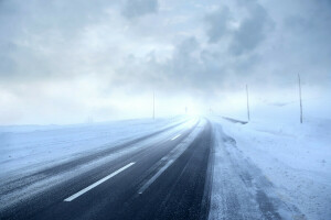 霧, 自然, 道路, 雪, 冬