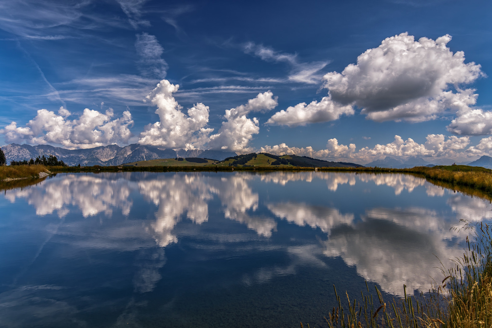 湖, 反射, 雲, 山, オーストリア, アルプス, チロル, ホーエサルベ
