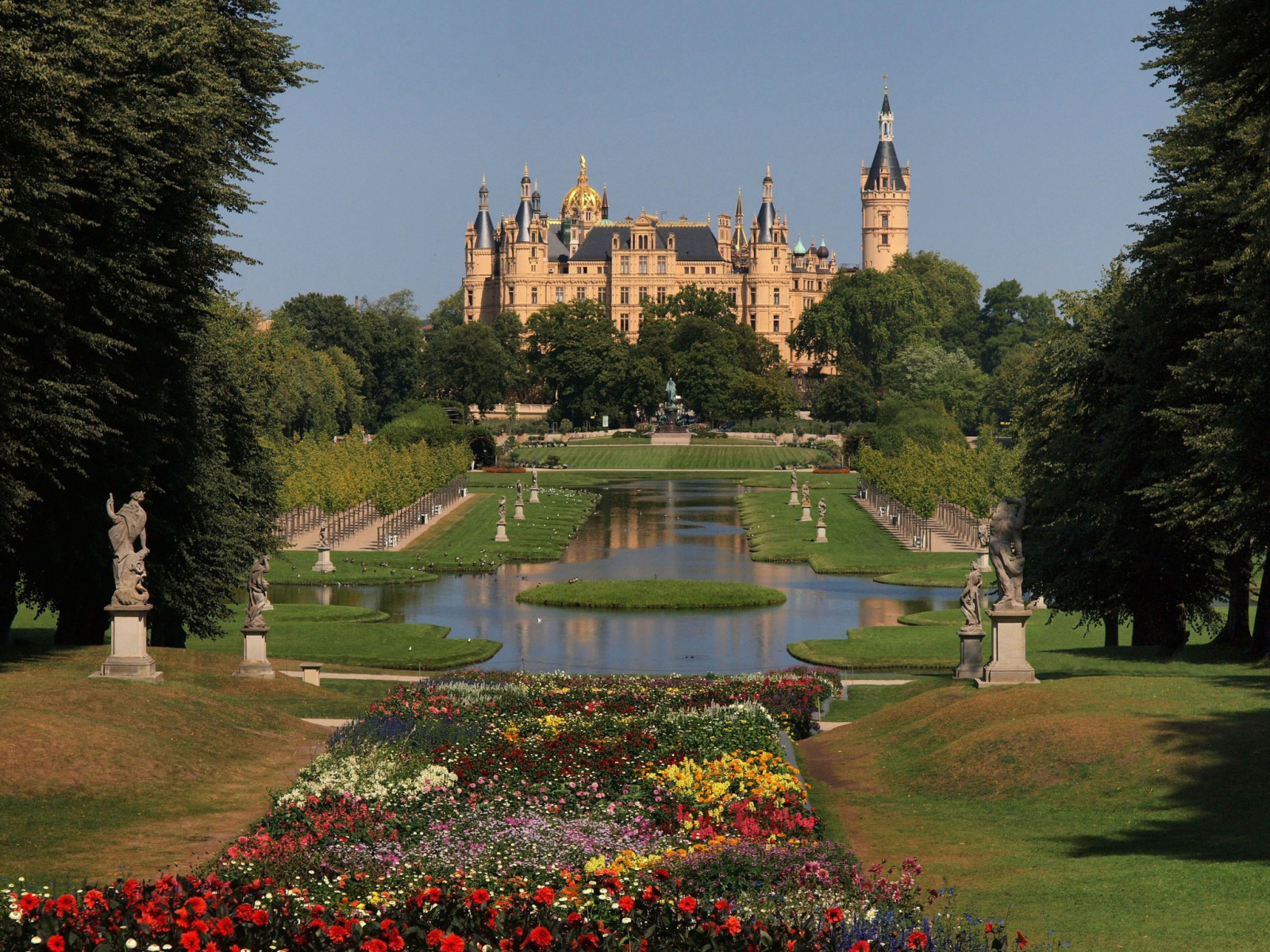 Thiên nhiên, công viên, cây, những bông hoa, nước Đức, ngành kiến trúc, Lâu đài, Vườn