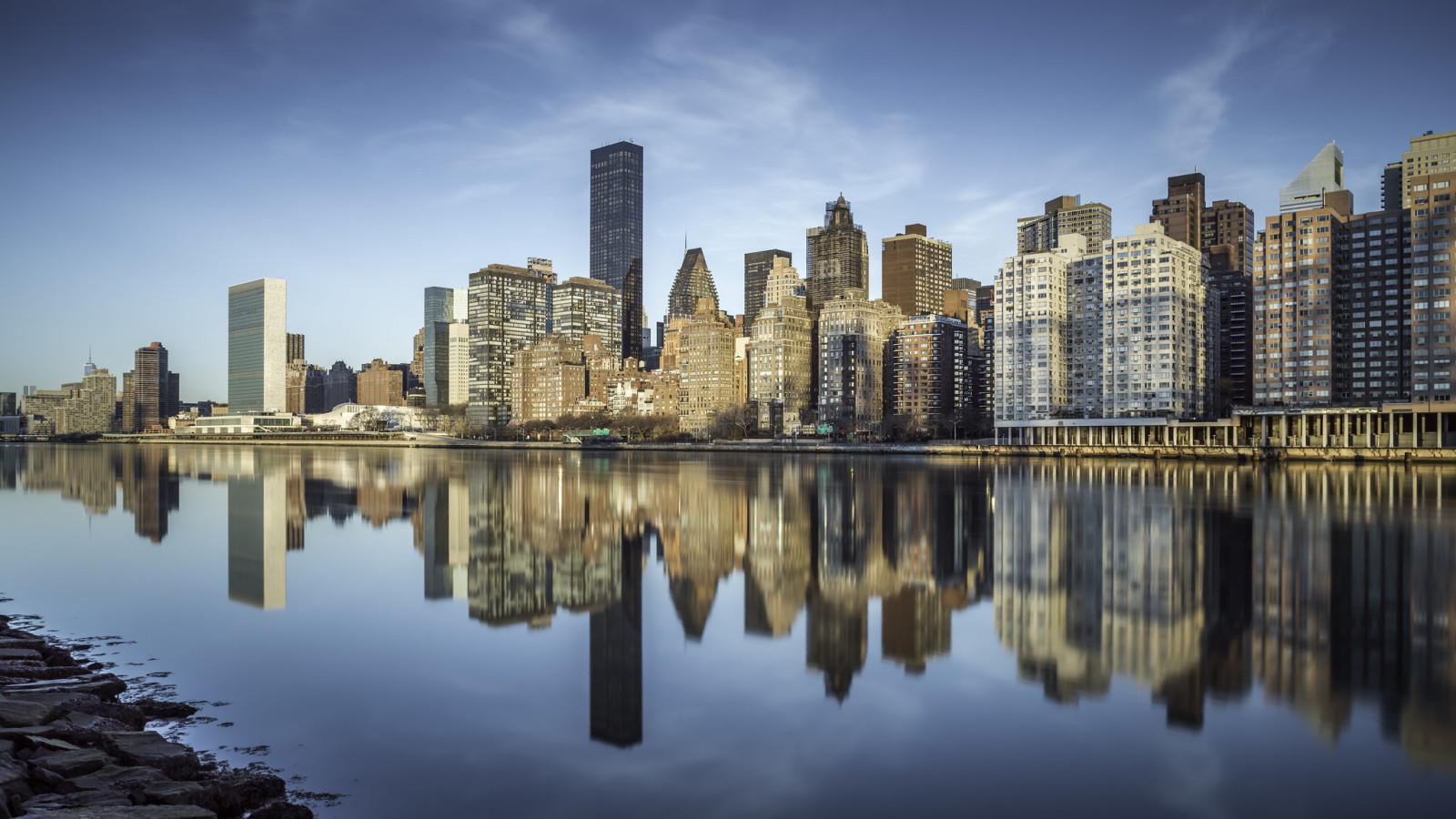 gedung pencakar langit, refleksi, bangunan, New York, Kota New York, Selat, sungai Timur, Pulau Roosevelt