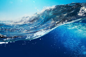 青い, 海洋, 海, 空, はねかける, 海, 水, 波