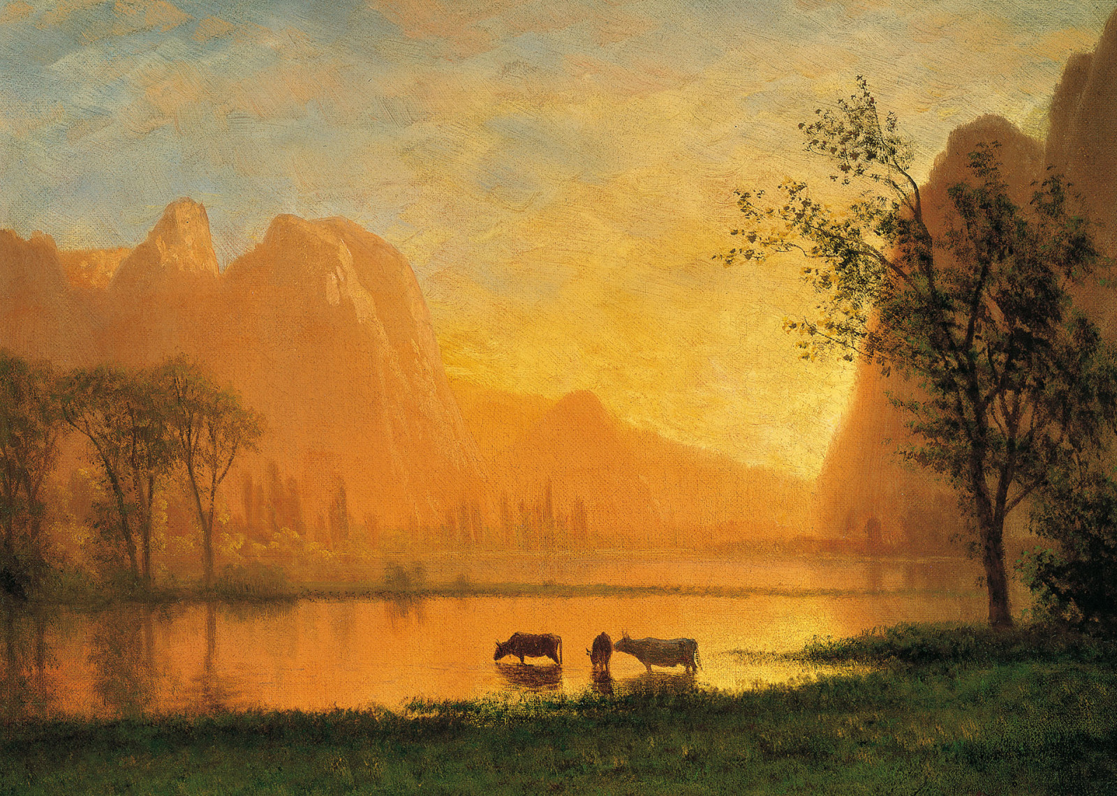 湖, 風景, 画像, 山, アルバート・ビアシュタット
