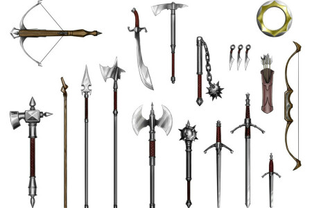 弓と矢, クロスボウ, フレイル, hal, 長剣, メース, 矢筒, シミター
