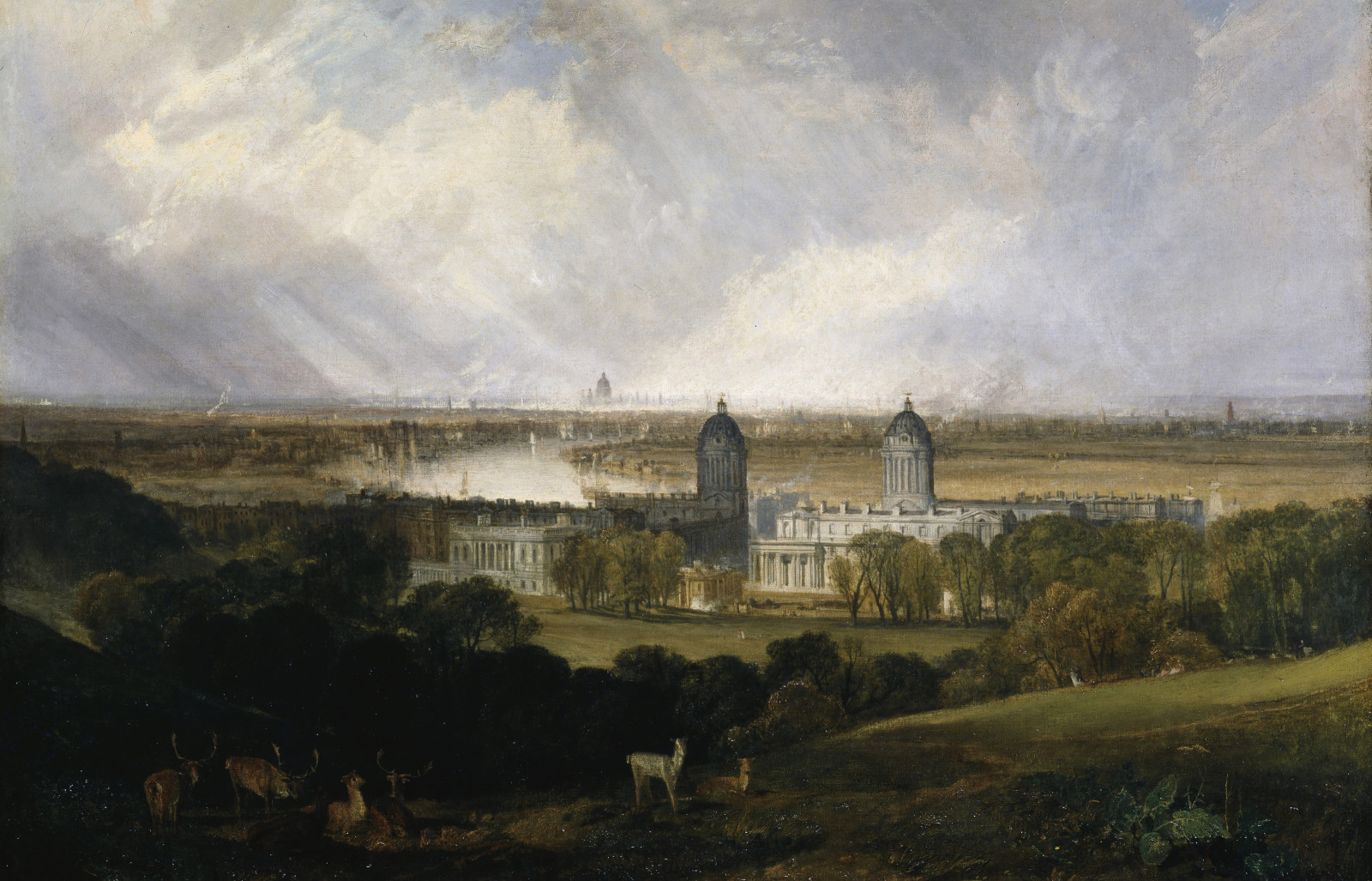 Taman, pemandangan, pohon, gambar, binatang, Kastil, William Turner, London dari Greenwich Park