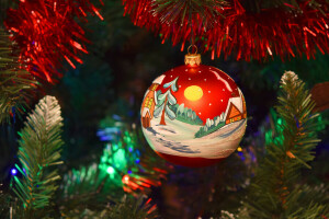 球, 圣诞, 装饰, 快活的, 新年, 绘画, 箔, 圣诞节